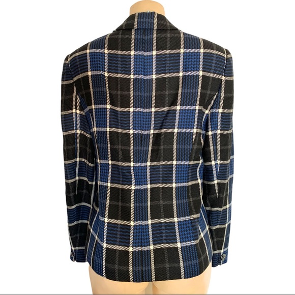 Vintage Y2K Rena Rowan for Saville Plaid Striped Wool Blend Blazer Jacket - Picture 7 of 8